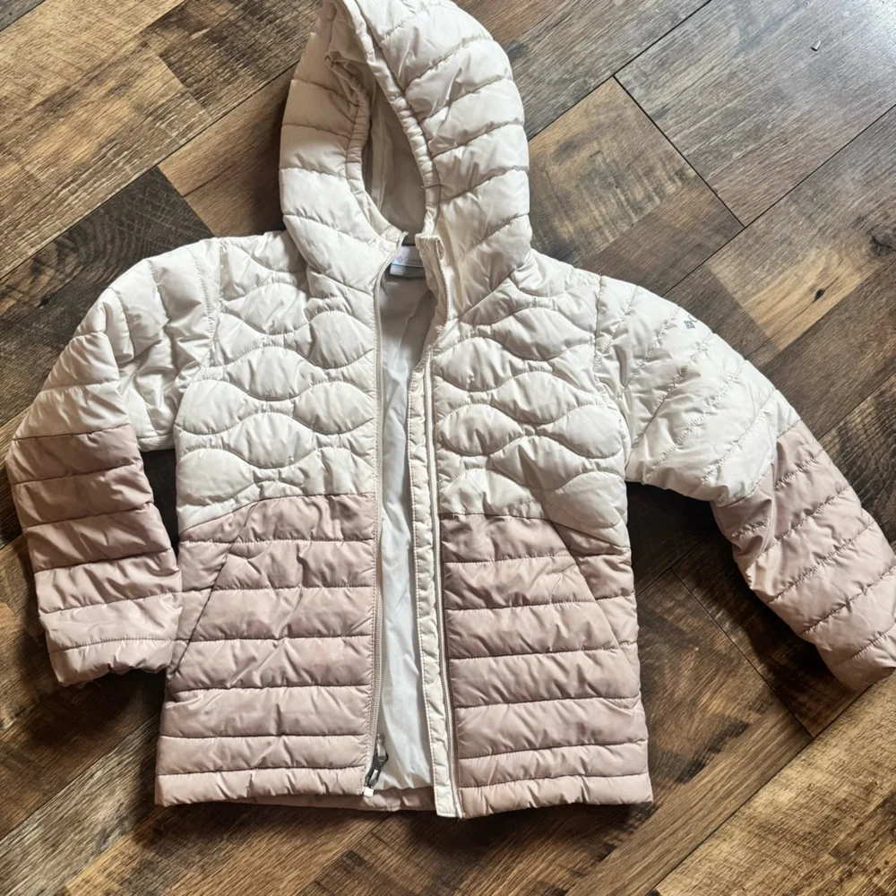 Columbia Kids Two-Tone Hooded Puffer Jacket - Pink & Cream